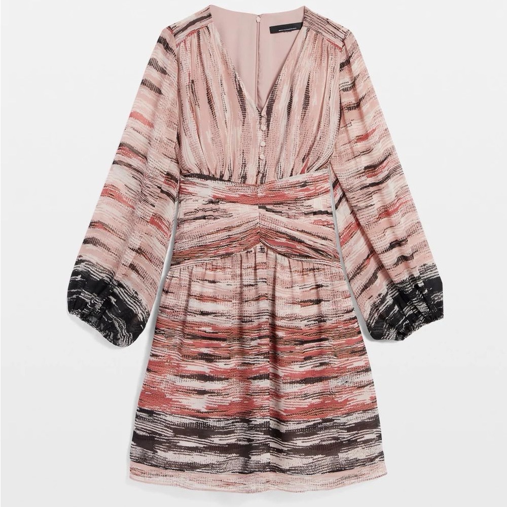 V-Neck Printed Mini Dress